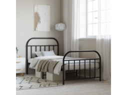 Vidaxl Estrutura de Cama com Cabeceira e Pés 107x203 Cm Metal Preto