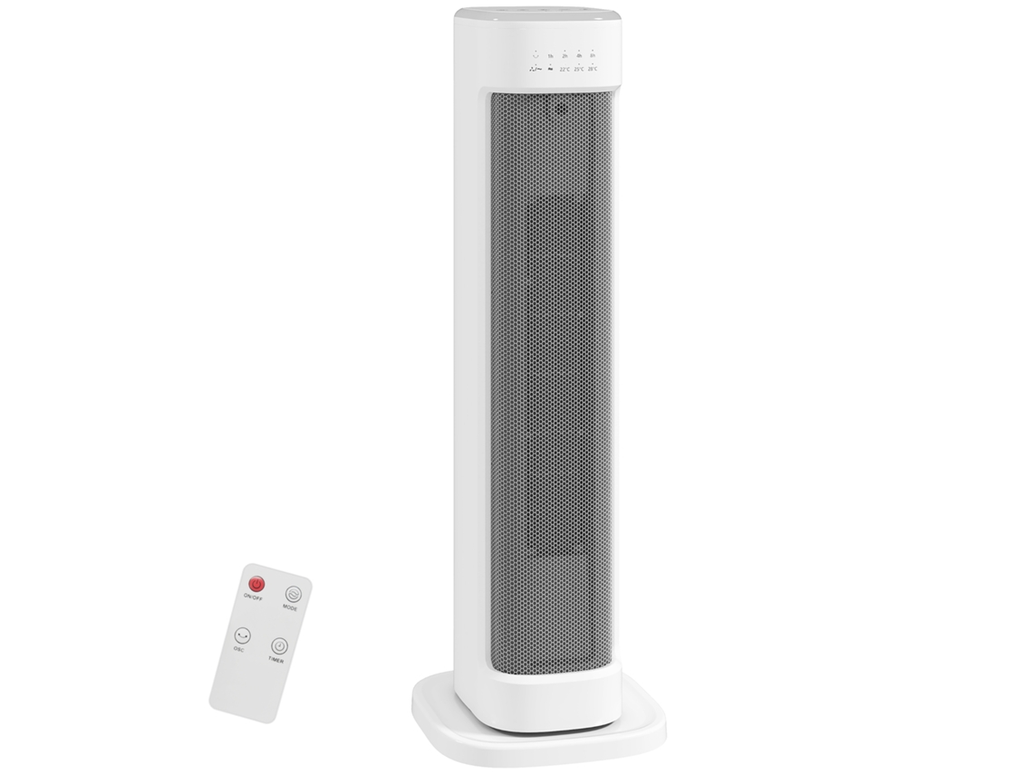 2000w Ceramic Fan Heater With 3 Adjustable Temperatures. 15-hour Timer. Remote Control. White