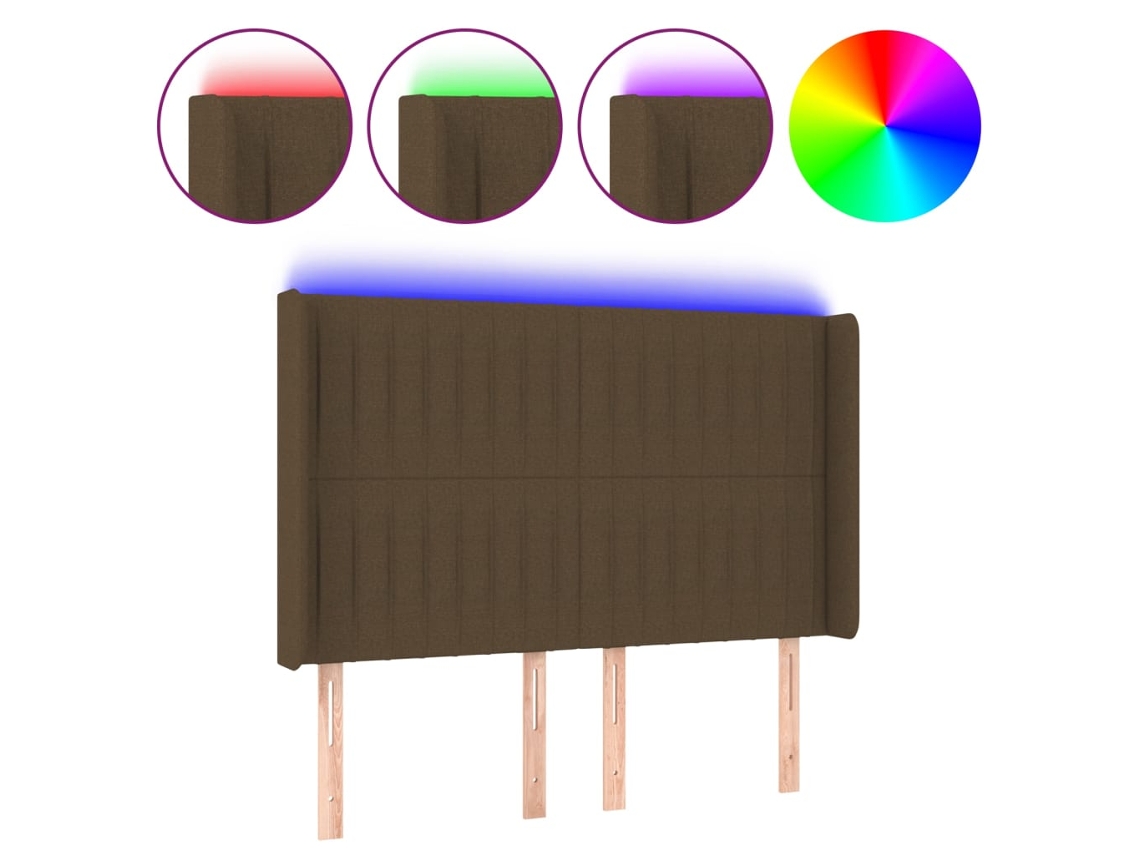 Led Headboard, Led Headboards Vidaxl Marrom Tecido (147 X 16 X 118/128 Cm)