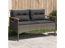 Banco De Jardim C/ Almofadões 116x62,5x74 Cm Vime Pe Cinzento