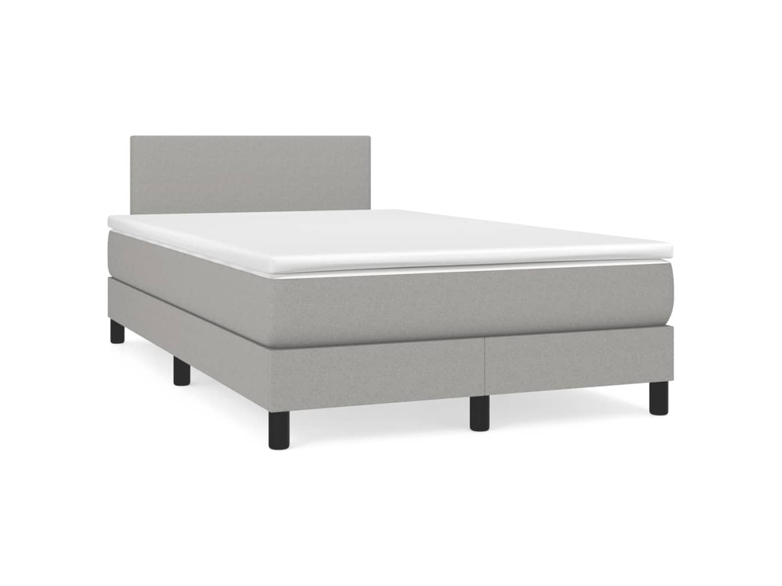 Vidaxl Cama Box Spring C/ Colchão E Led 120x190 Cm Tecido Cinza-claro