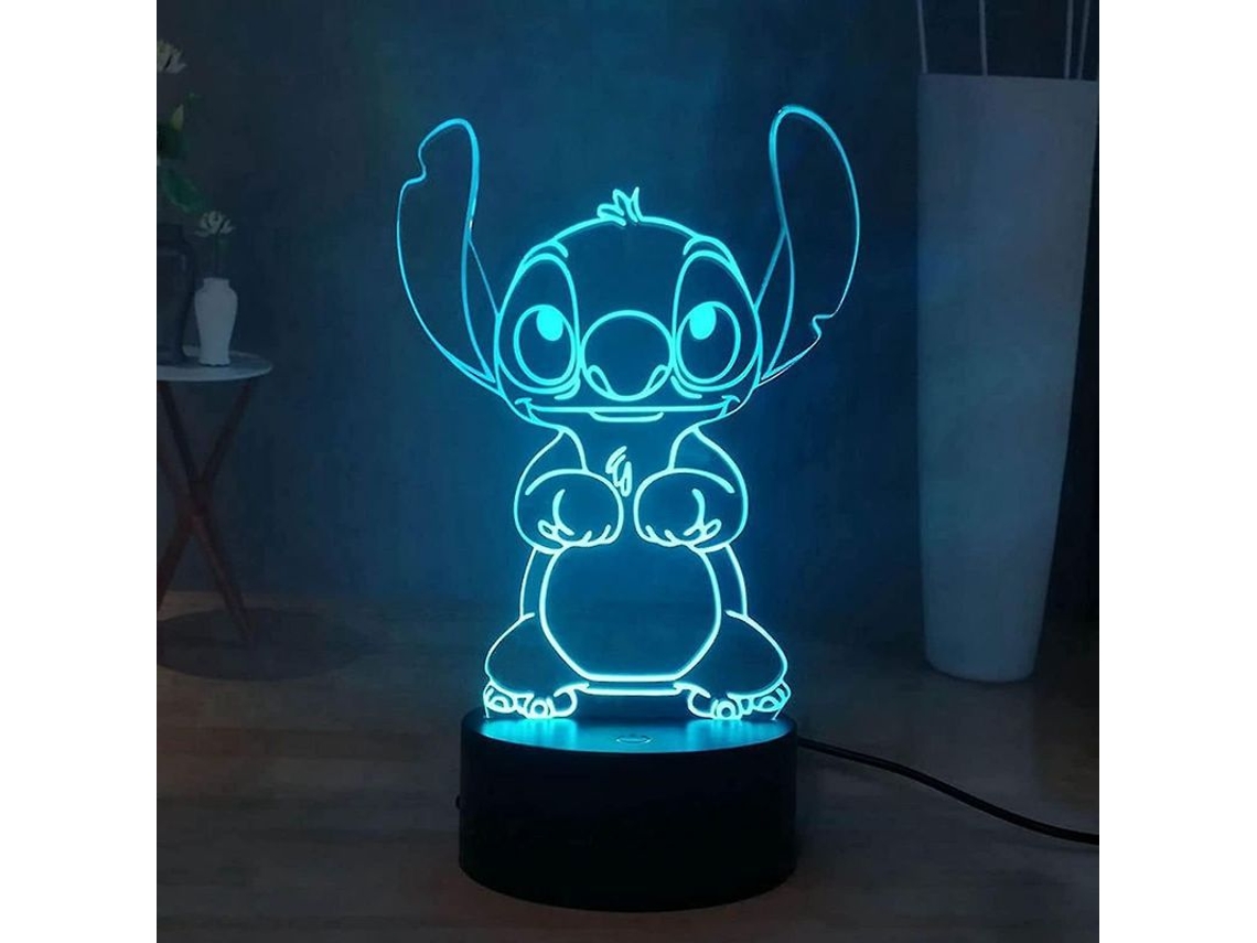 Lâmpada de noite Nova Line, 3D Stitch, anime, LED, 16 cores, controle remoto, USB, decorativa S/MARCA
