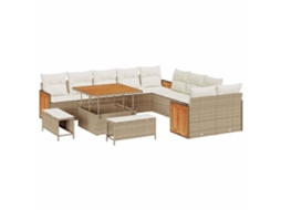 Maison Exclusive - Conjunto De Sofá De Jardim 17 Pcs Bege E Creme Vime Pe