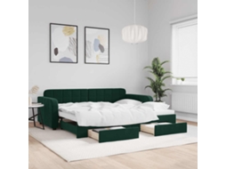 Vidaxl Sofá-cama C/ Gavetão E Gavetas 90x200 Cm Veludo Verde-escuro
