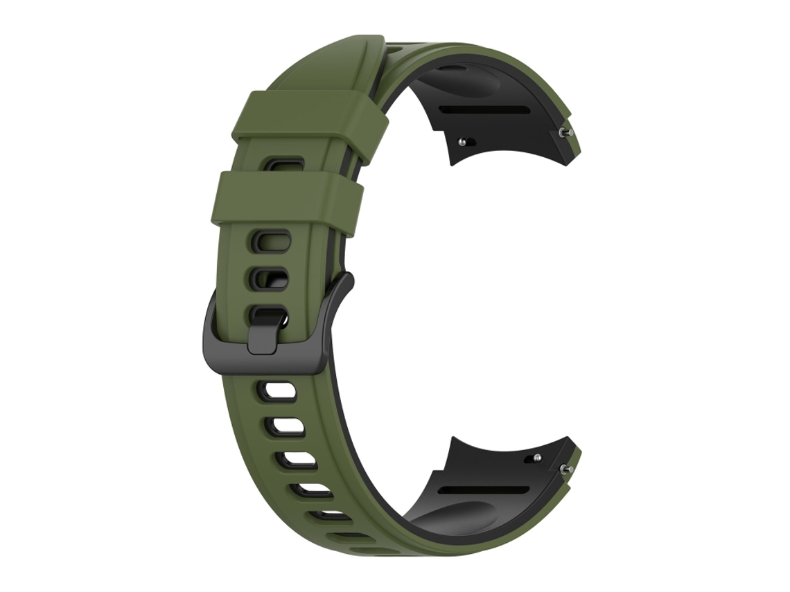 Bracelete Para Samsung Galaxy Watch 4 Classic (42mm/46mm) - Silicone Duas Cores - Exército Verde Preto