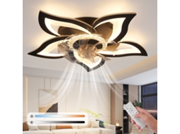 Nettlife Ventilador De Teto Led Com Iluminação 48 W Preto, Comando Remoto Silencioso, Regulável, 3 Temperaturas De Cor, Temporizador De 6 Velocidades