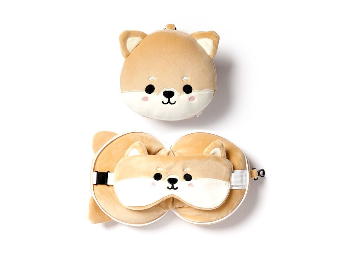 Almofada de viagem 2 em 1 fofa para cães shiba inu restazz com máscara para os olhos PUCKATOR