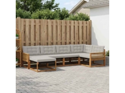 Vidaxl Conjunto De Sofás Para Exterior 6 Pcs Natural E Cinzento-claro
