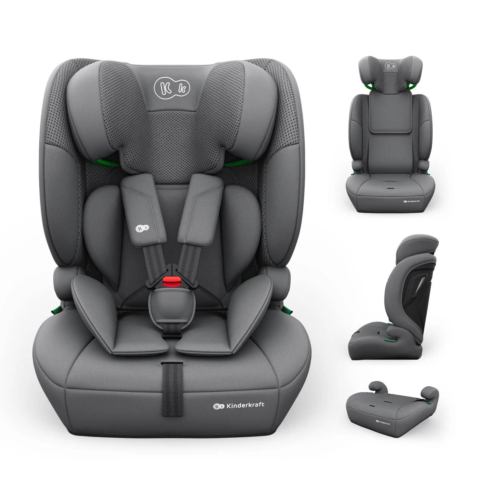 Cadeira Auto Kinderkraft COMFORT UP 2 PLUS R129 i-Size com EASY GROW 12 Níveis e H-GUARD Cinzento