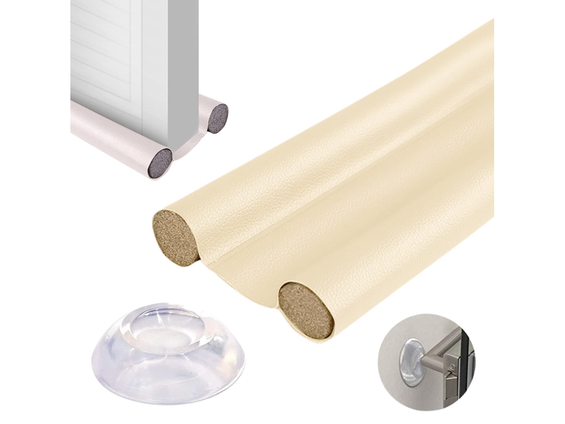 Boudin De Porta 95 Cm Com Dupla Vedação,bloqueador De Ruído,corta Vento E Tampa De Ventilação,cor Bege Amarelado Btforus
