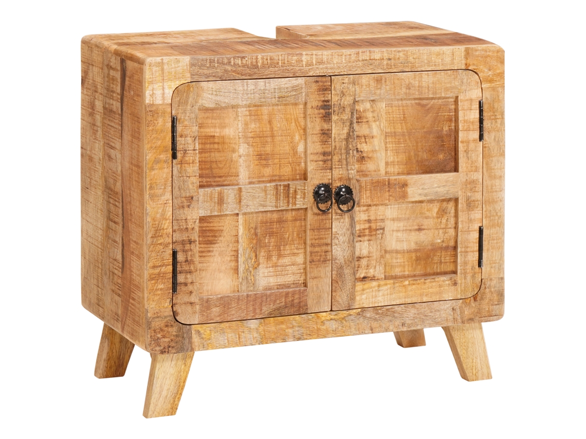 Conjunto 1 Armário De Banheiro Vidaxl Castanho Madeira De Mangueira Maciça (60 X 33 X 55 Cm)