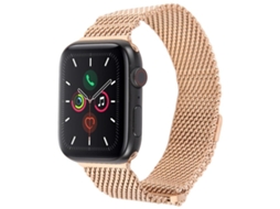 Bracelete para Apple Watch 46/49/45/44mm Titânio Milanês Magnético de Seção Dupla Ouro Rosa XIAOMOYU