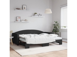 Vidaxl Sofá cama com Gavetão e Colchões 90x200 Cm Tecido Preto