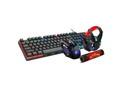 4 Unidades / Conjunto Teclado para Jogos Imice Ergonômico Rgb Backlight Plug Play Acessórios para Computador Teclado com Fio Usb Mouse Pad Kit de Fone