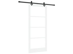 Porta Deslizante Com Kit De Hardware Orkdalbranca De Madeira Sólida E Vidro Vidaxl Branco Madeira (93 X 211 Cm)