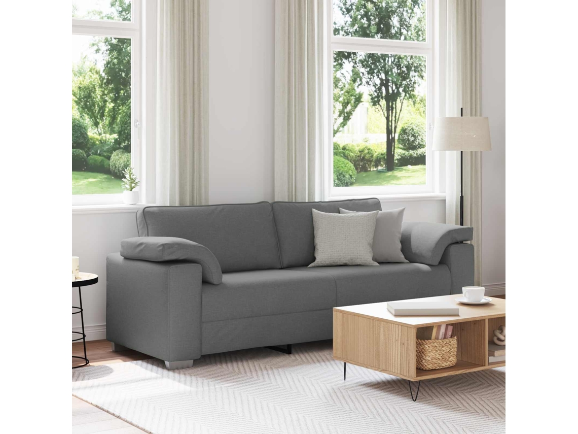 Vidaxl Sofá De 3 Lugares Cinza Escuro 220 Cm Tecido