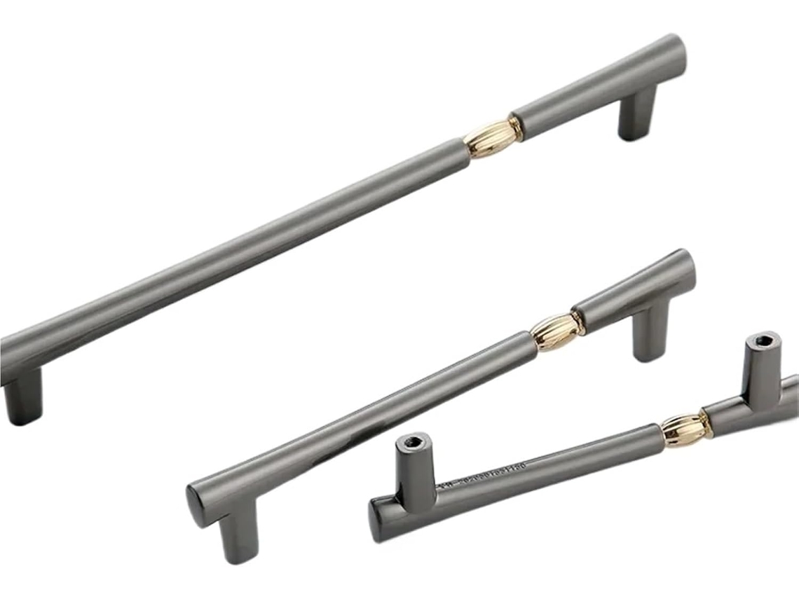 1 Peça De Puxador Porta Em Liga Zinco Preto E Dourado Para Armário Cozinha, Ferragens Para Móveis 03-cobre Escovado 128