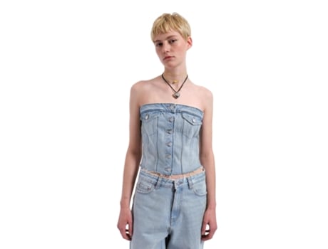 Top De Mulher Drdenim Corto Jeans Azul (m)