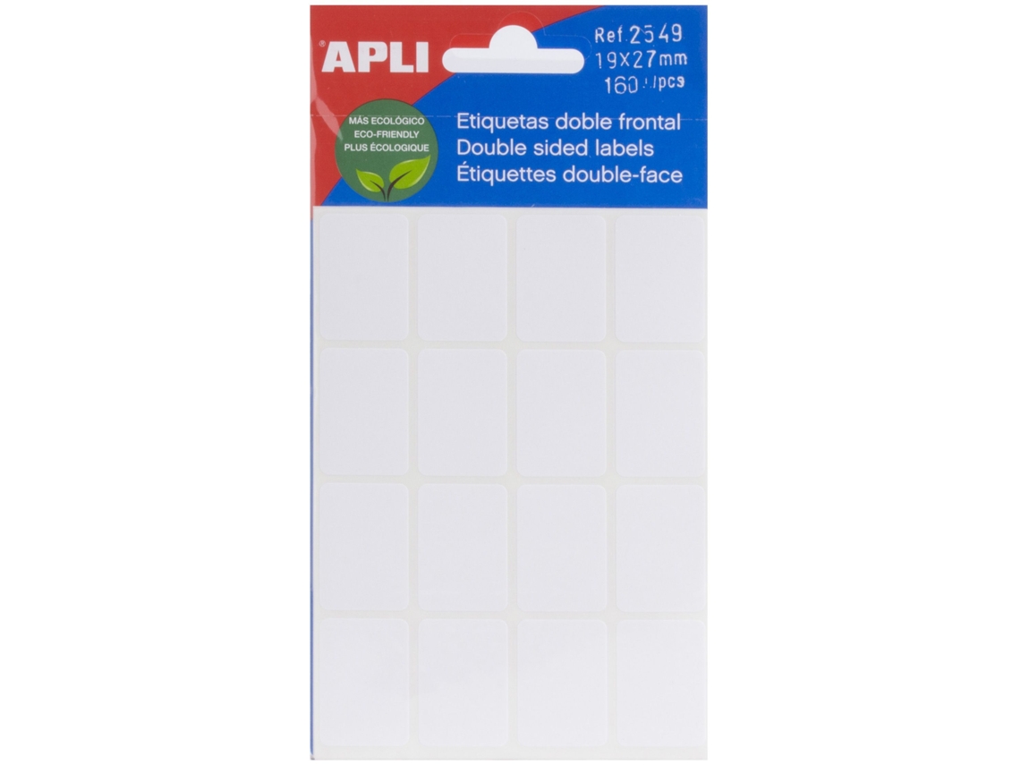 Etiquetas Frontais Duplas APLI (Branco - 19 X 27 mm)