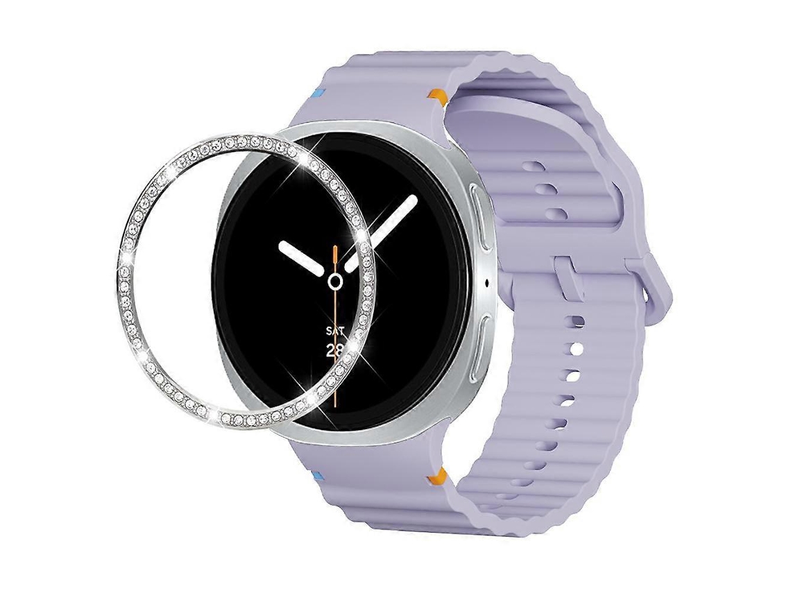 Pulseira De Silicone Com Bisel De Diamantes E Fivela Com Costura Ondulada.