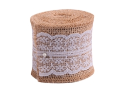 Fita de Juta e Linho com Lace 6cm 2m | S/MARCA