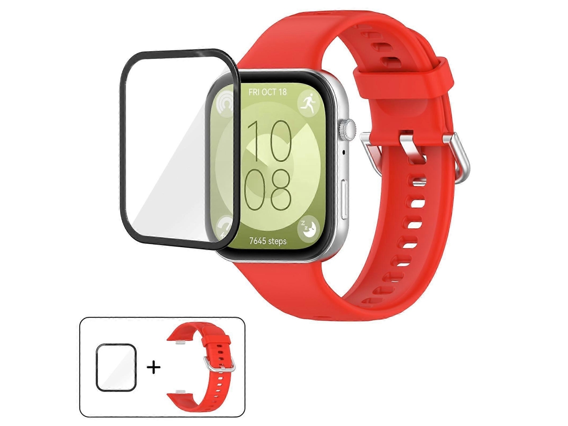 Pulseira De Silicone Com Fivela De Aço Prateado E Película Curva 3d.