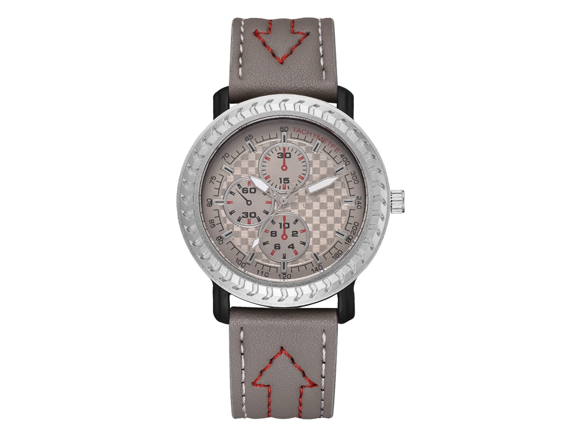 Reloj De Cuarzo Analógico Casual Simple Para Hombre Con Correa De Cuero Pu Gris