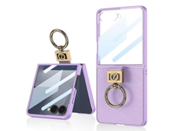 Capa De Couro Lisa Ultrafina Integrada Gkk Com Anel Em Z Para Samsung Galaxy Z Flip7 5g