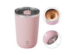 Xícara auto agitadora recarregável 350ml, inox 304, tampa USB, mistura magnética, office, viagem