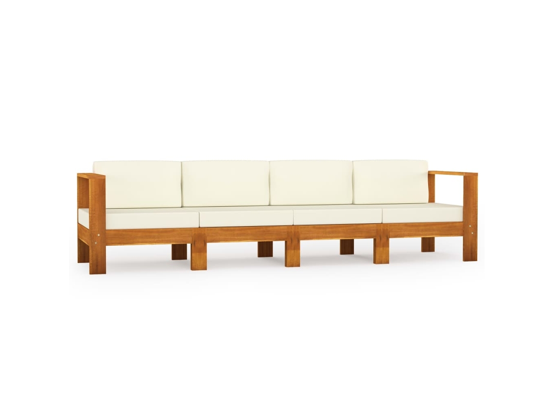 Sofá de jardim VIDAXL Branco Madeira de acácia