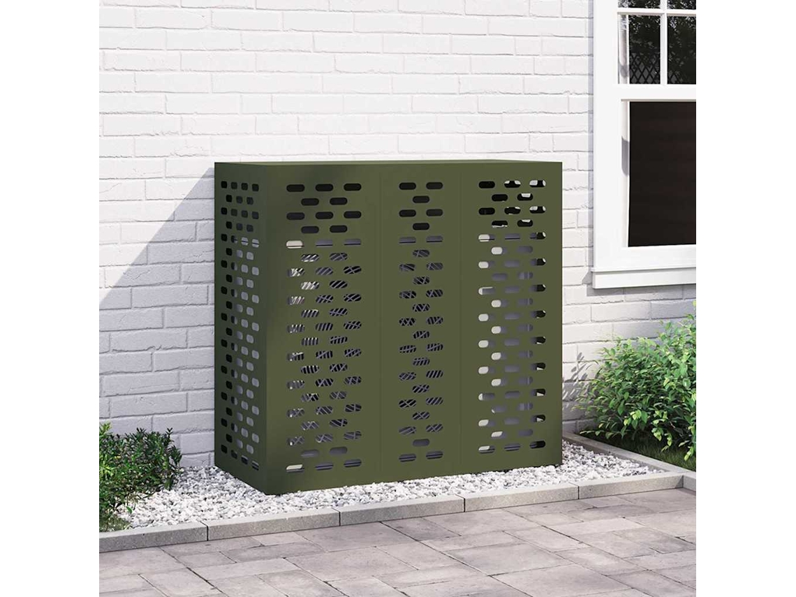 Vidaxl Capa De Ar Condicionado Verde-azeitona 110 X 50 X 105 Cm Aço