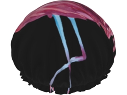 Touca De Banho Com Estampa Flamingo – Reutilizável, Dupla Camada, Item Essencial Para Viagens, Hotéis E Salões De Beleza
