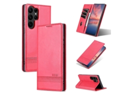 Capa De Celular Flip Em Couro Texturizado De Bezerro Com Ímã Azns Para Samsung Galaxy S23 Ultra 5g