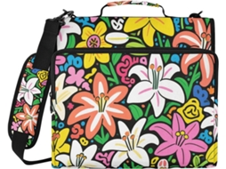 Organizador De Fichário 3 Argolas Doodle Lily Com Alça E Ombro Removível, Vários Bolsos, Organizador Escolar Adequado