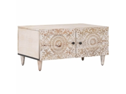 Vidaxl Mesa De Centro Branco 80 X 50 X 40 Cm Madeira De Manga Maciça