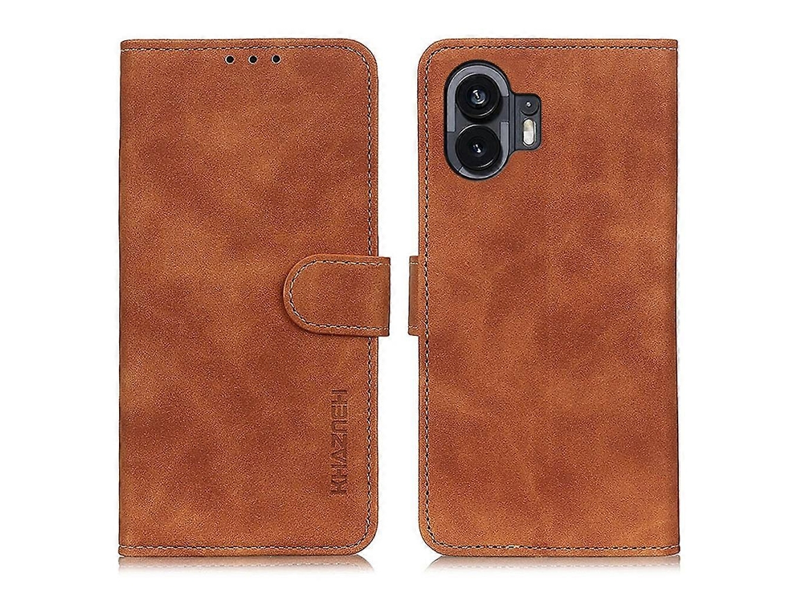 Capa De Celular For Nothing Phone 2 Khazneh Com Textura Retrô Em Couro.