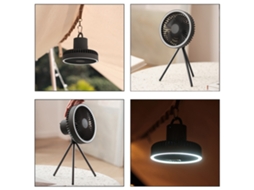 Ventilador de Mesa Tripé Sem Fio 7 Polegadas 3 Velocidades Luz Led 10000mah Bateria Emergência Portátil | S/MARCA