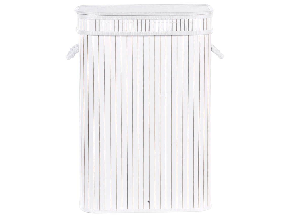 Canasta Decorativa Beliani Kalutara De Bambú Blanco 40x30x60