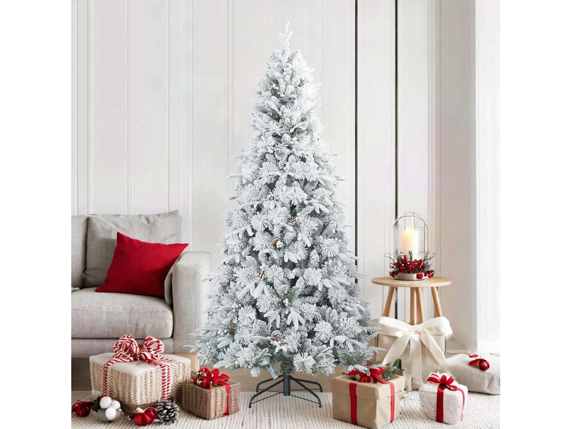 Vidaxl Árvore De Natal Artificial Articulada Nevado Flocked Branco