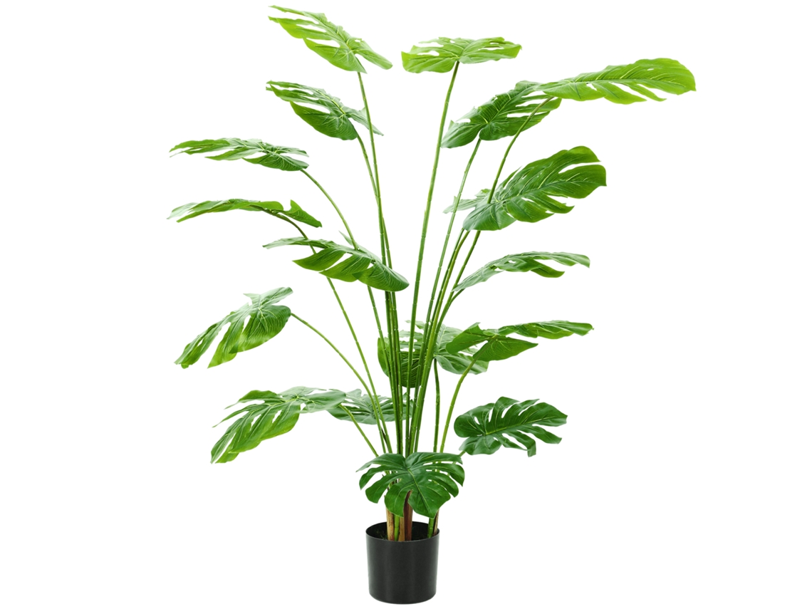 Planta Artificial Monstera 150cm Com Vaso Incluso, Decoração Interna Em Tom Verde