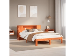 Vidaxl Cama Com Estante Sem Colchão 140x190 Cm Pinho Maciço