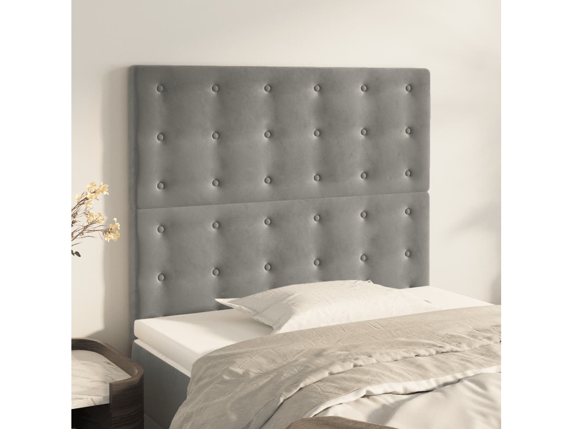 Vidaxl Cabeceira Cinza Claro 90x5x118/128 Cm Veludo