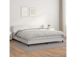 Vidaxl Cama Com Molas/colchão 200x200 Cm Couro Artificial Branco