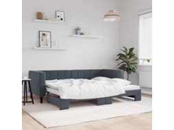 Cama De Solteiro | Camas Para Quarto | Sofá-cama Com Gavetão 80x200 Cm Veludo Cinzento-escuro