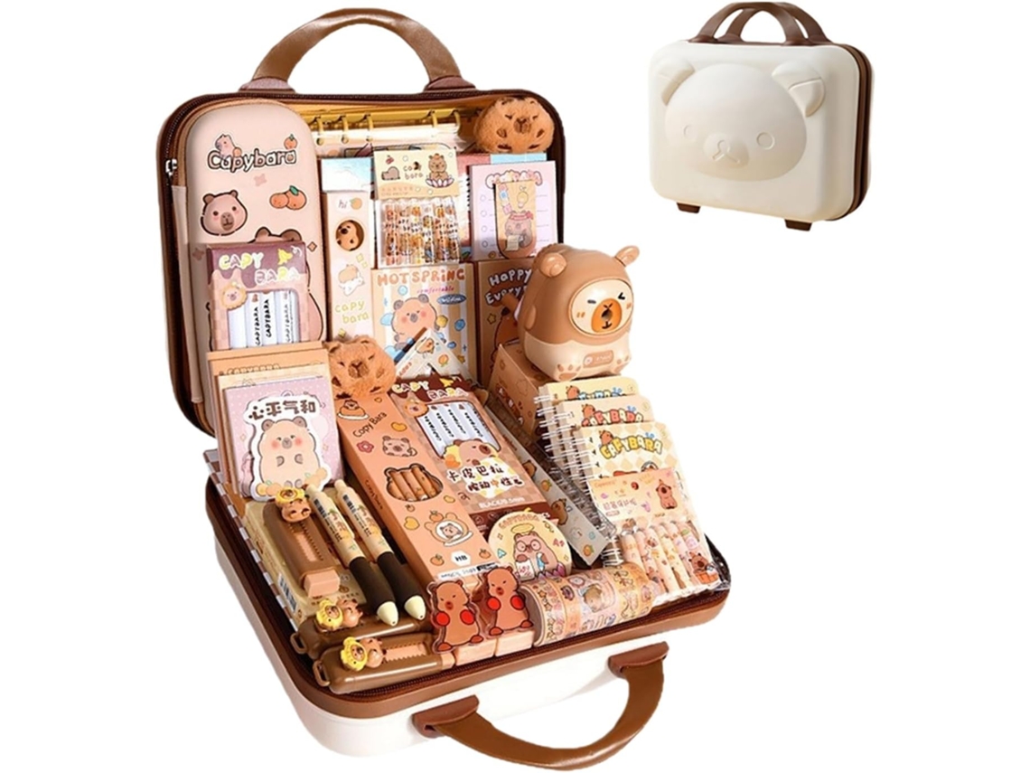 Conjunto De Papelaria Kawaii Capivara - Estojo De Lápis Grande E Fofo, Um Presente Para Crianças (b)