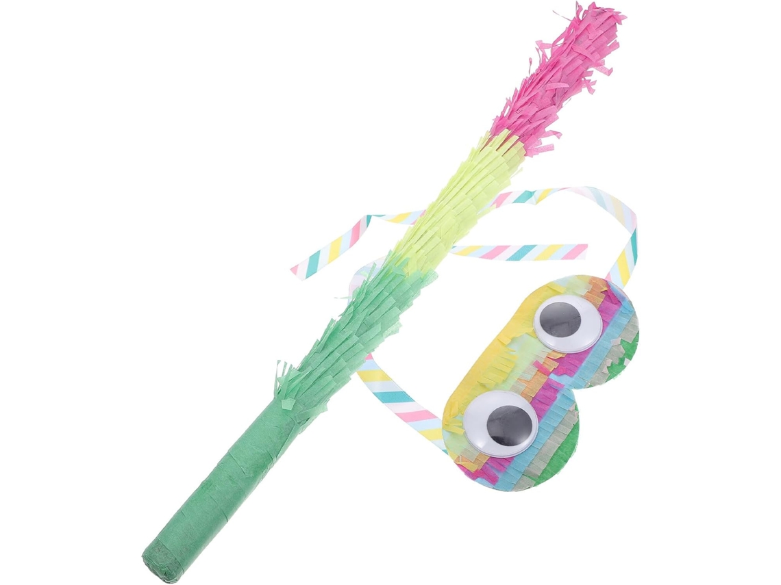 Conjunto De 2 Palitos De Pinhata Multicoloridos Com Máscaras
