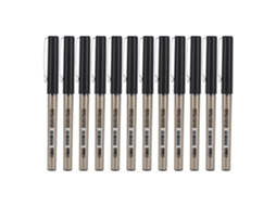 12 Canetas Rollerball Com Carcaca De Plástico Abs, Ponta Reta, Ponta De Agulha De 0,5 Mm, Cor Preta, Para Escritório, Papelaria