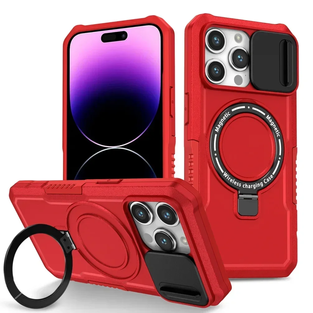 Capa Protetora Deslizante Para Câmera Com Suporte (iphone 16 Vermelho), À Prova De Quedas.