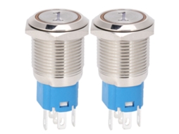 Interruptor De Botão Momentâneo Com Reset 16mm Led Amarelo 5 Pinos 220vac 2pcs