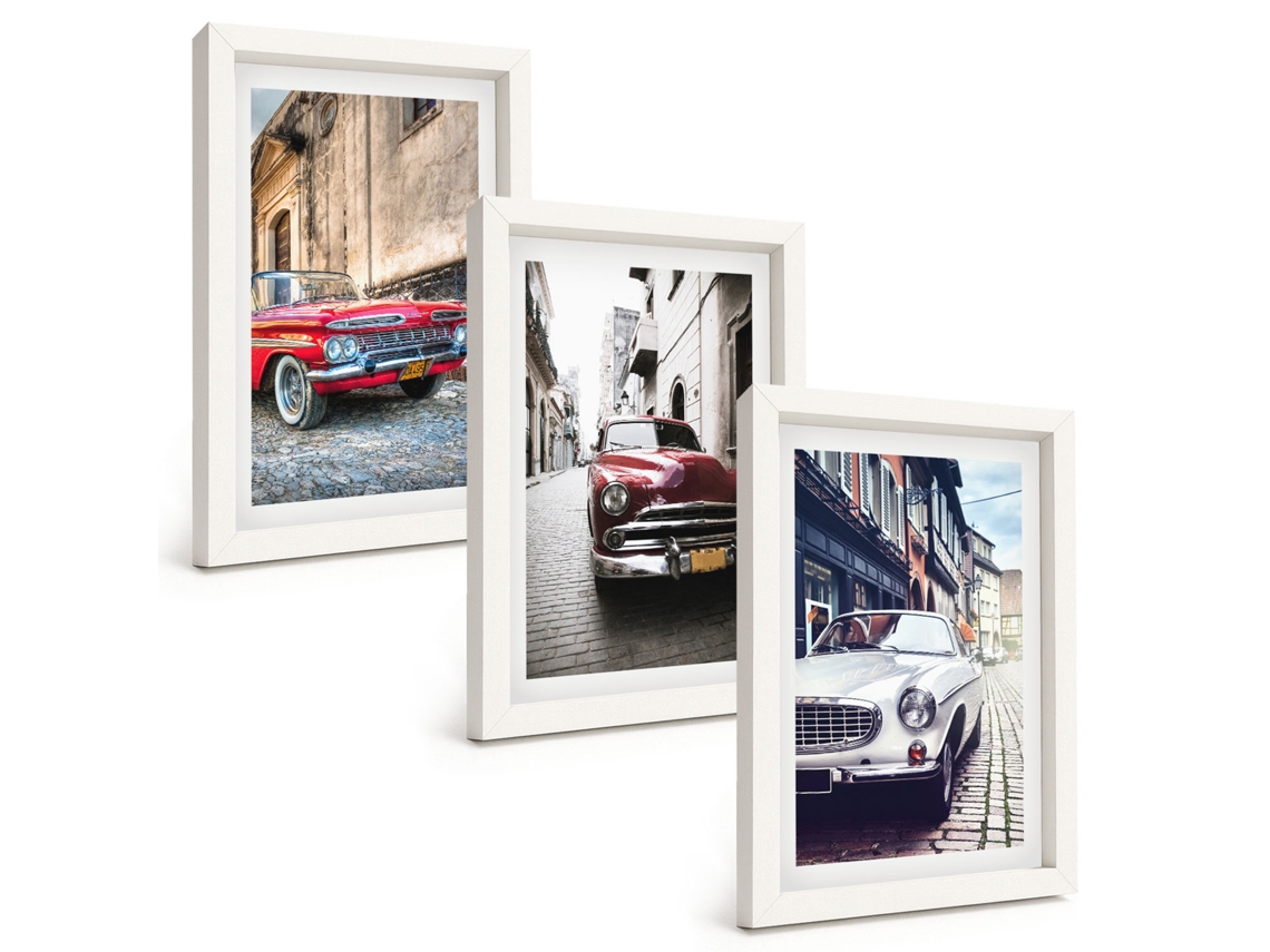Composição De Quadros Carros Clássicos Em Cidades Espelharte (3 Peças 20x30 Cm)